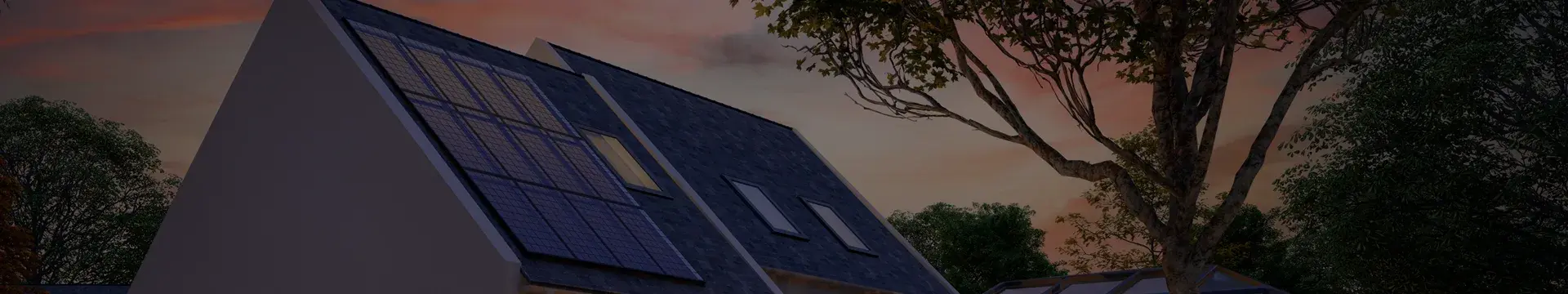 Renewable energy saving solar panels on modern style housing