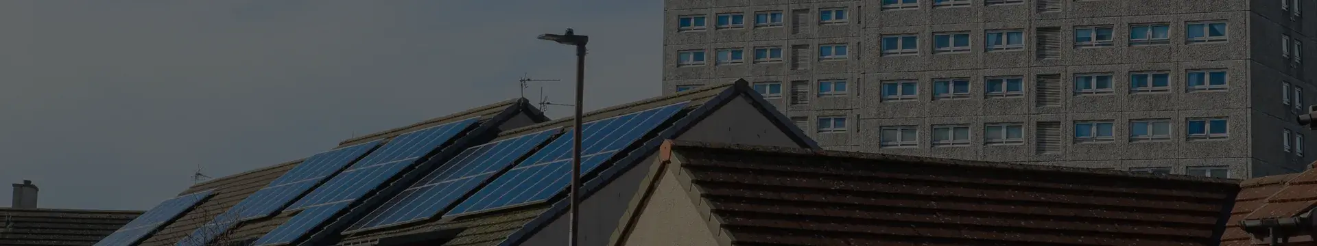 Solar panels displayed across multiple houses
